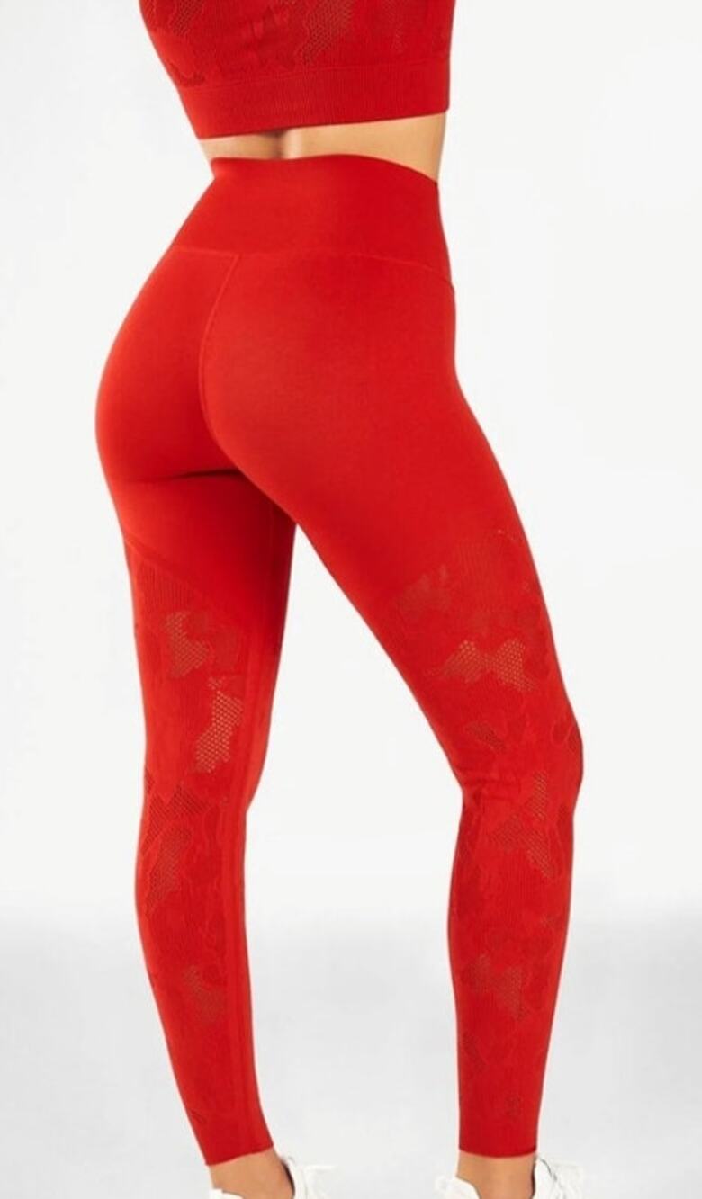 Fabletics Red Camo Mesh Highrise SculptKnit Statement Athletic Leggings Size XS